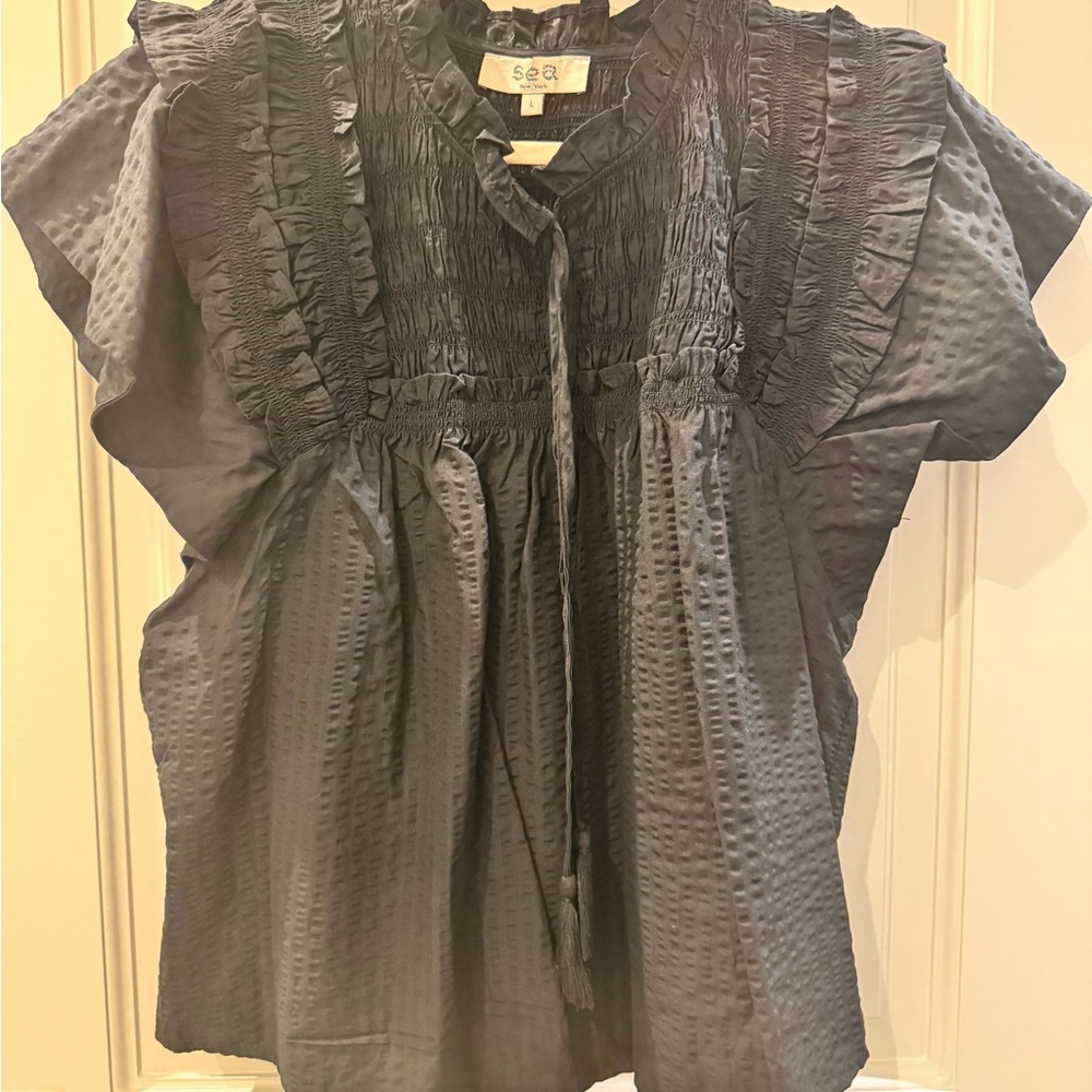 Sea New York Women's Black Ruffled Top